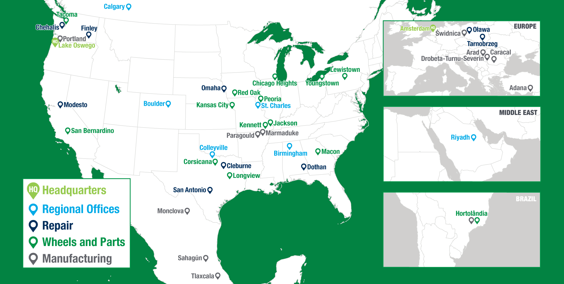 Map of Greenbrier locations worldwide
